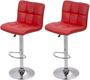 BestOffice Counter Height Bar Stools Set of 2 PU Leather Swivel BarStools for Kitchen Stool Height Adjustable Counter Stool Barstools Dining Chair with Back (Red)