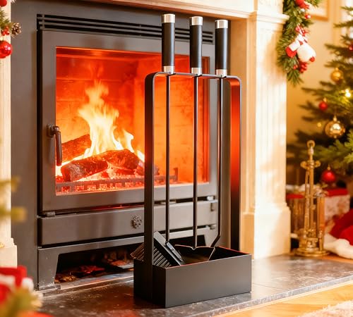 Kingson Kaminbesteck-Set mit Hybrid-Eisen & Edelstahlgriffen...