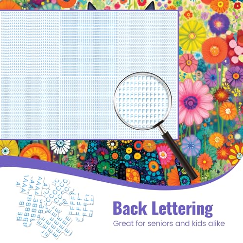 Puzzle de 300 piezas grandes para adultos, flores y gato colorido. Rompecabezas de animales con letra en la parte trasera, póster HD 1:1, encaje perfecto, sin polvo, actividad desafiante para la familia, medida 20.5x15 pulgadas miniatura 3
