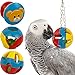 SIMENA Parrot Ball Toy with Bell, Cage Hanging Accessories for Medium to Large Birds, Parrot Toy, Interactive Puzzle Bird Bell Toy, Bird Ball, Cat Ball Toy (Set of 3)