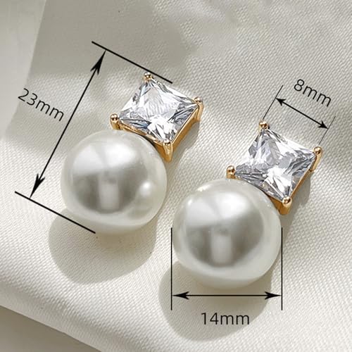 Gold Pearl Earrings for Women Elegant Big Pearl Drop Earrings — view 5