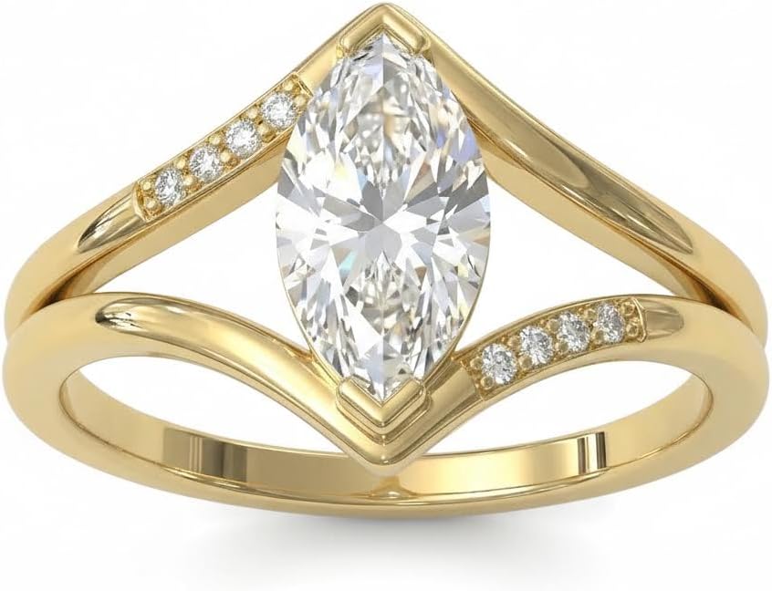 Marquise Moissanite Engagement Ring 1-3 CT 925 Sterling Silver/10K/14K/18K Solid Gold Women’s Custom Engraving Ring