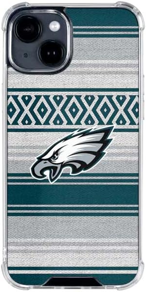 Skinit Funda transparente compatible con iPhone 15, diseño oficial de NFL Philadelphia Eagles Trailblazer