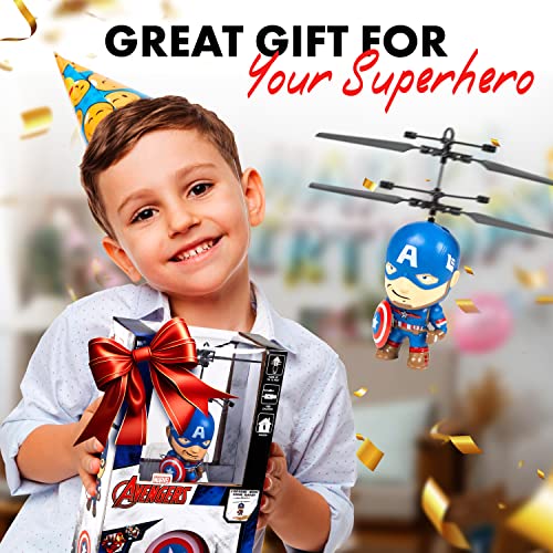 World Tech Toys Captain America Infrared Flight UFO Big Head Helicopter | Official Marvel Licensed Product | Infrared Motion Sensor Controlled | for Kids Ages 6-12