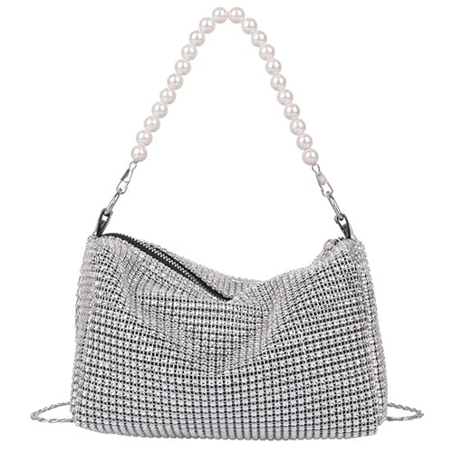 HTTDSLF Strass Brillants Pochettes et Clutches Femme, Pochette de Soirée Brillante pour Femme, Sac de Soirée Chic avec Strass, Sac À Main pour Dames de Mariage, pour...