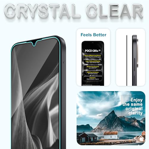 Image of FIRST MART Military-Grade Gorilla Tempered Glass For Poco C85x (6.9 Inch) With Edge To Edge Screen Coverage and Easy Installation Kit| Black
