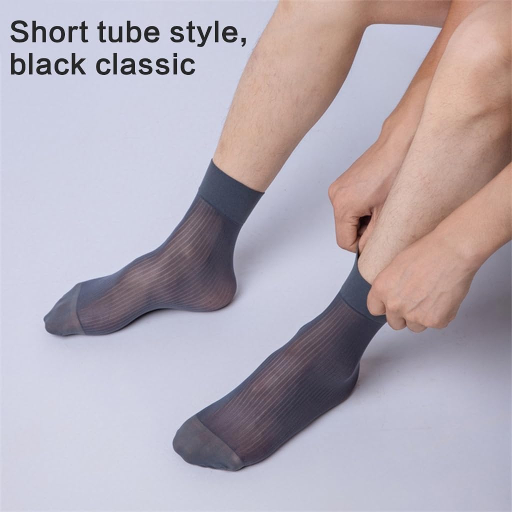 Men's Sheer Business Dress Socks Comfortable Breathable Elastic Formal Suit Short Tube Nylon Ankle Socks