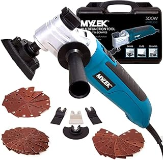 MYLEK Oscillating Multi Tool 300W Oscillating Electric Corded Multi tools 6 Speed, Quick Blade Change - Detail Sander, Multi-Tool Cuts Metal, Plastic, Wood, 48 Piece Accessory Kit - Carry Case