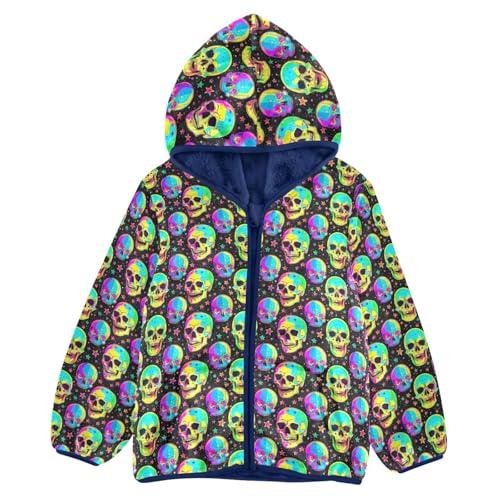 Skull Boys Fleece Coat,Children's Zip-Up Hoodie Jacket,Baby Warm Fashion Outerwear 3-10T,A113329