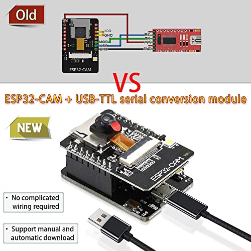 Image of ESP32 Camera Module Development Board WiFi+Bluetooth with Programmer Board and USB