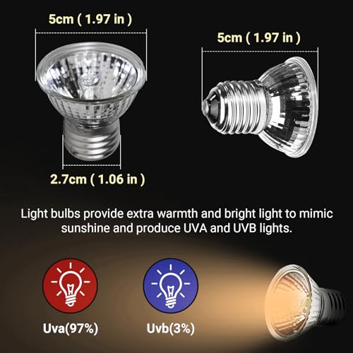 Image of CALPALMY 4-Pack 25W UVA+UVB Reptile Heat Bulbs - Heat and Light for Reptiles and Amphibian Tanks, Terrariums and Cages - Works with Turtle Lizard Various Amphibian Terrarium Heat Lamp Fixtures