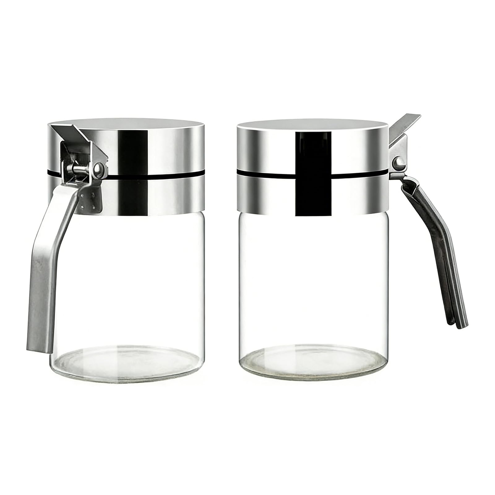 Zxfdsfdbnm Clear Glass Condiment Canister with Stainless Steel Lid Spoon for Sugar Pepper Salt Storage Stainless Steel Seasoning Jar with Spoon