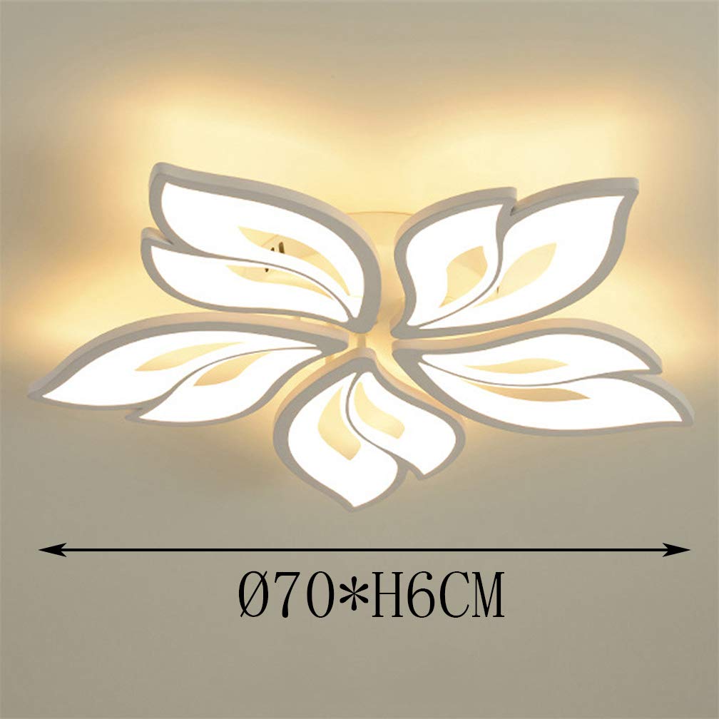 Lanekd Lámpara de salón LED, lámpara de techo regulable, lámpara de dormitorio, lámpara de pasillo con mando a distancia, diseño moderno de flores, lámpara decorativa para comedor (70 x 6 cm)