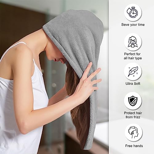 Image of Sassoon Venir Microfiber Hair Wrap Towel for Women, Pack of 2 with Smooth Texture Super Absorbent Quick Dry Hair Turban for Drying Hair(Any 2 Random Colors Will Come)