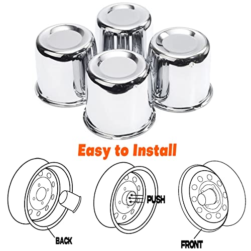 Gtownworks 4 Pack 3.31" Push Through Center Caps For 3.31Inch Center Bore Auto, Truck Or Trailer Wheels Rims (Chrome Silver) #TOP4