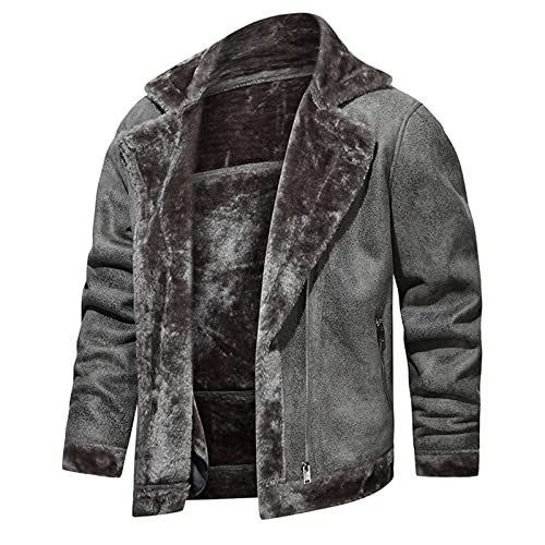 Veste en cuir pour hommes blouson automne gris chic chaud