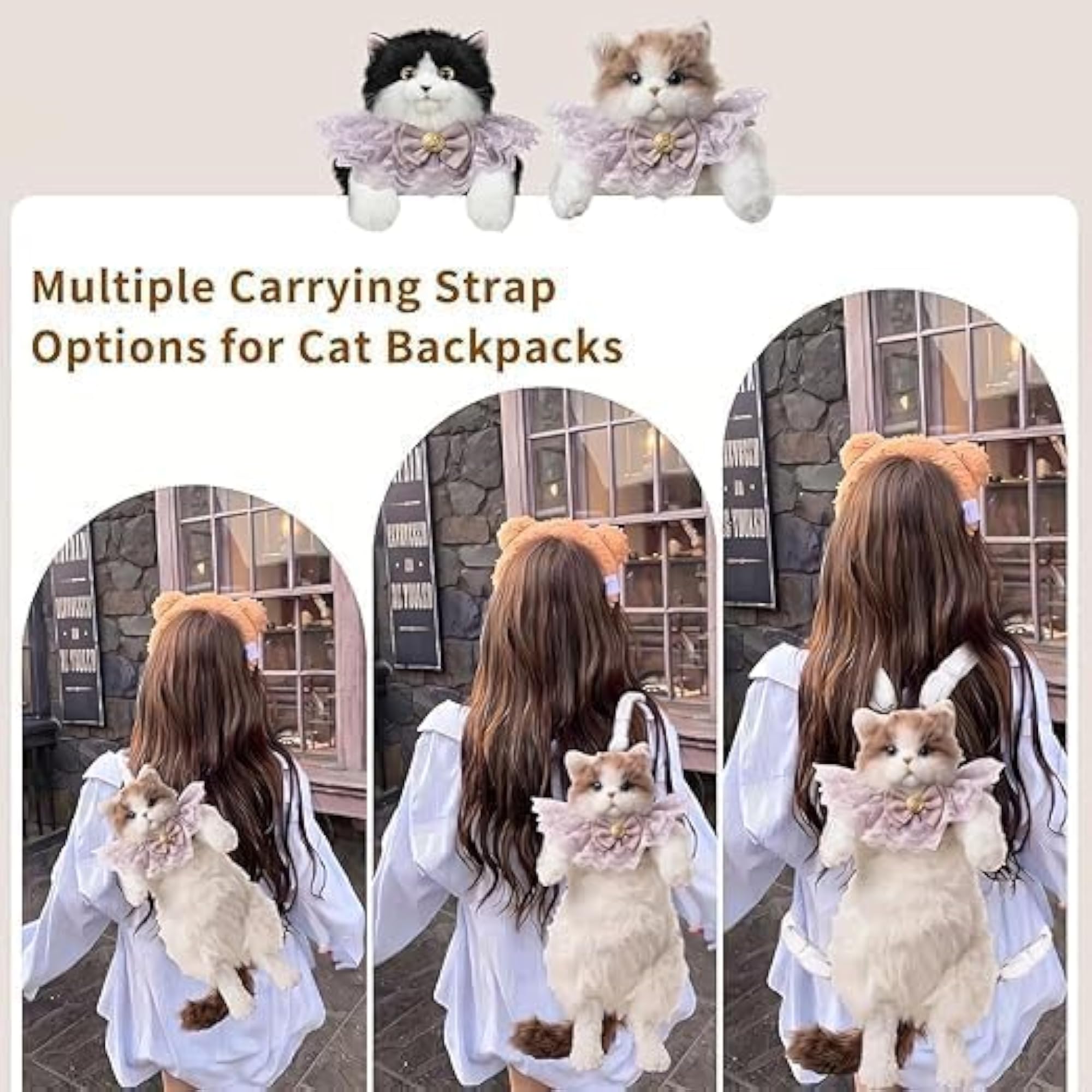 Cute Cat Plush Backpack, Soft Stuffed Bag for Girls