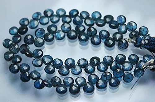 Kyanite bleue naturelle en perles coeurs polis de 7mm pour collier DIY