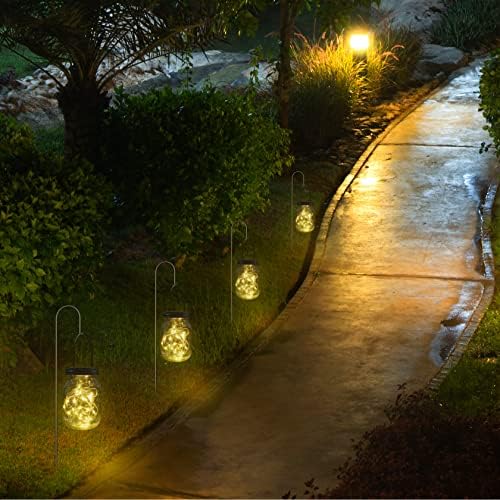 Ymenow Mason Jar with Solar String Lights, 1PC IP65 Waterproof Hanging Solar Lantern 3M 30LED Fairy Light with Handle, Rechargeable Battery for Outdoor Garden Trees Pathway Home Room Party Decor
