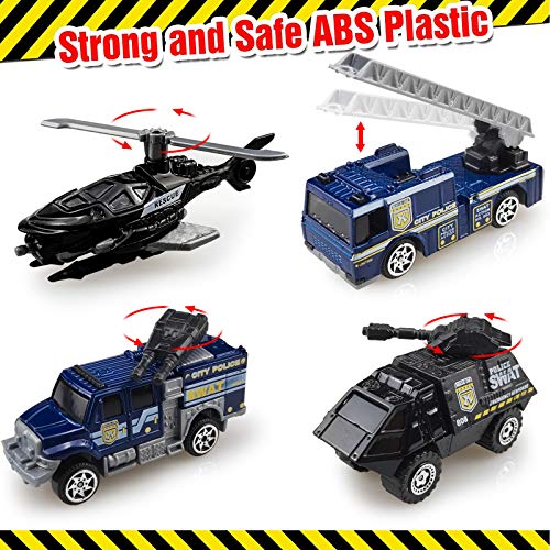 Diecast Police Car Toy Set For Kids, Mini Alloy Models Car Toys Armored Vehicle, Bulletproof Car, Rescuetruck, Military Helicopter, Cruiser, Armed Car #TOP2