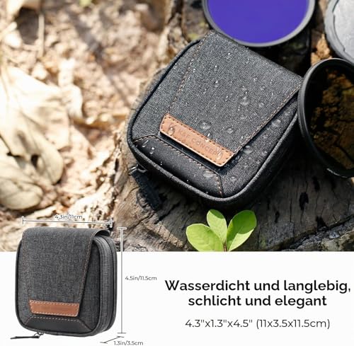 K&F CONCEPT 4 Stück Taschen für Kamera Filter 4-in-1 Filter-Taschen 4Pcs Objektivfilter Tasche Bis zu 95 mm
