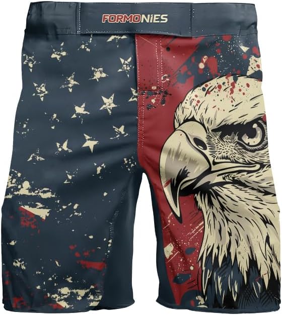 FORMONIES Men’s Compression Fight Shorts – Patriot Training Shorts for MMA, Jiu Jitsu, Kickboxing, Gym Workouts