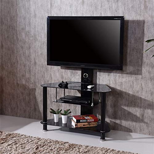 Hodedah Import 35" Wide Swiveling Mount Tv Stand, Black
