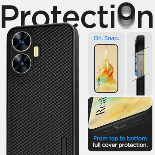 Image of Jkobi Back Cover Case for Realme C55 (Textured Grip Design | Camera Protection | Slim and Light Weight | Soft Touch and Feel | Black)