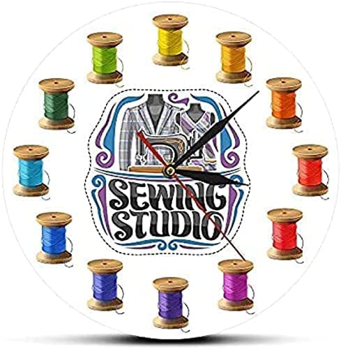 Reloj Pared Cocina Pared Arte Costura Colorido Hilo Pared Reloj costurera diseñador Sastre Tienda Estudio decoración acrílico Reloj Cuarzo Reloj Regalos Decorativos Cover