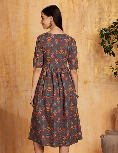 Image of Amazon Brand - Myx Women's Cotton Relaxed Fit A Line Kurta (Available in Plus Sizes)