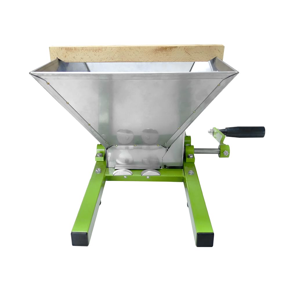 7 Liter Obstmühle aus Edelstahl Apfelpresse Traubenmühle Maischemühle Maischemühle Fruchtbrecher mit Griff Pulper Mühle mit Handkurbel Beerenmühle Obstpresse für Apfelwein