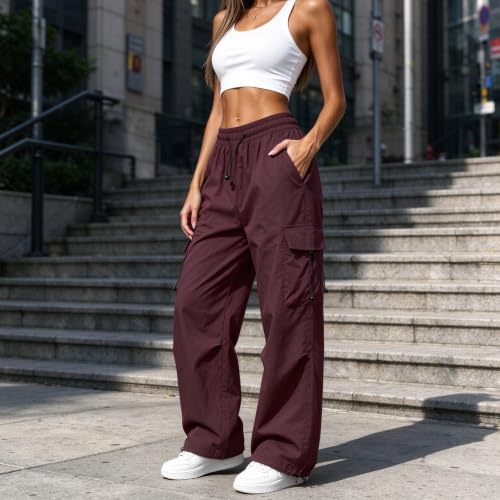Womens Cargo hiking pants Y2K Baggy Stretchy High Waisted Jogger Trousers - image 5