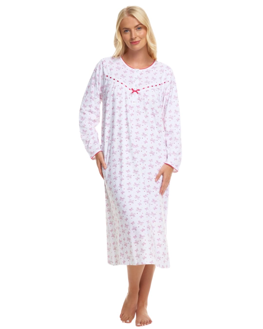 Suzy & Me Women's Ruby Long Sleeved 100% Cotton Jersey Butterfly Print Nightdress ( 12-14)