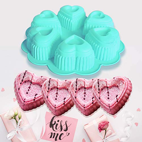 3 Pack Different Silicon Heart Molds, Use For Making Chocolate, Cake, Candy, Baking, Jelly Pudding, Mint Green, Diamond Heart Mold With Cute Macaron Pink，Unique Silicon Heart Molds With Letter. #TOP4