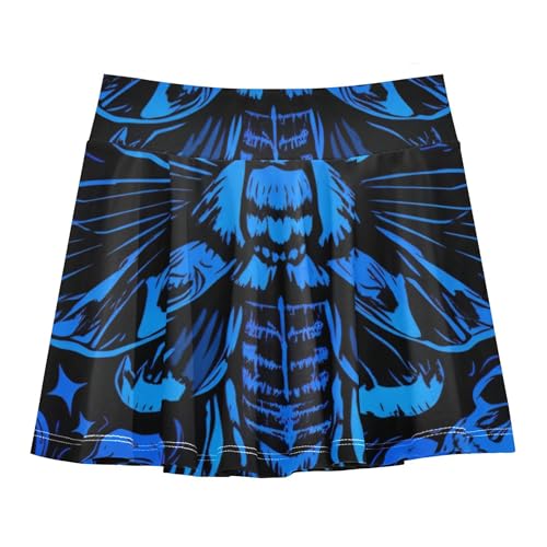 Moth Skull Art Black Blue Skirts with Shorts Cute Comfy Athletic Shorts Girls Skorts School Skirt 4t