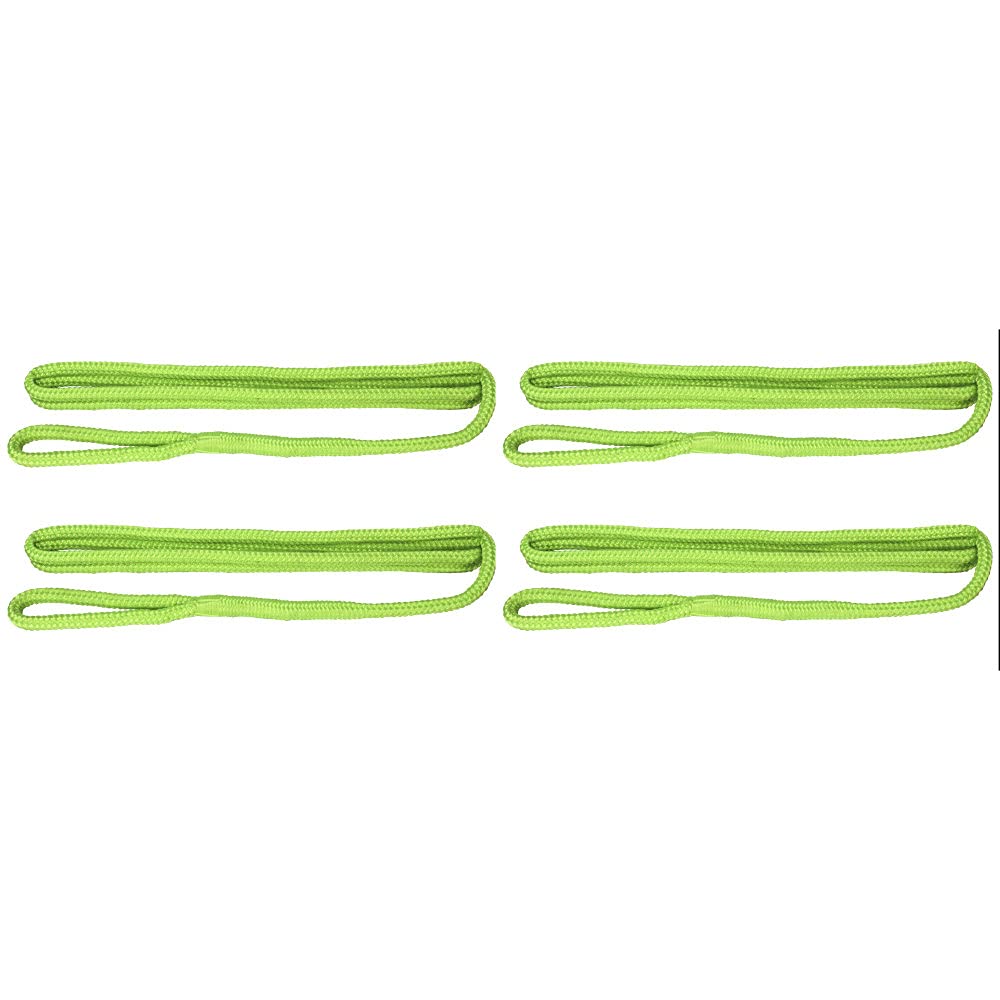 Extreme Max3006.3405 BoatTector Premium Double Braid Nylon Fender Line Value 4-Pack - 3/8" x 6', Neon Green