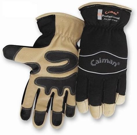 Caiman 2960-5 Large Waterproof Winter Gloves - Pig Grain Leather, Heatrac Insulation, Gold & Black