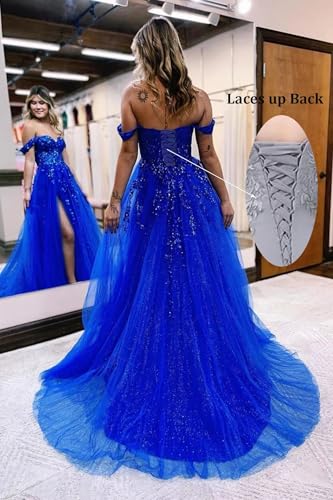 KEYNER Laces Appliques Tulle Prom Dress 2025 Off Shoulder Ball Gown Sweetheart Backless Formal Evening Gowns with Slit2