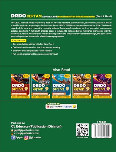 Image of GKP DRDO CEPTAM 2026 Admin & Allied Exam Guide | Personal Assistant, Store Assistant & Admin Assistant | Tier I & II Preparation Book