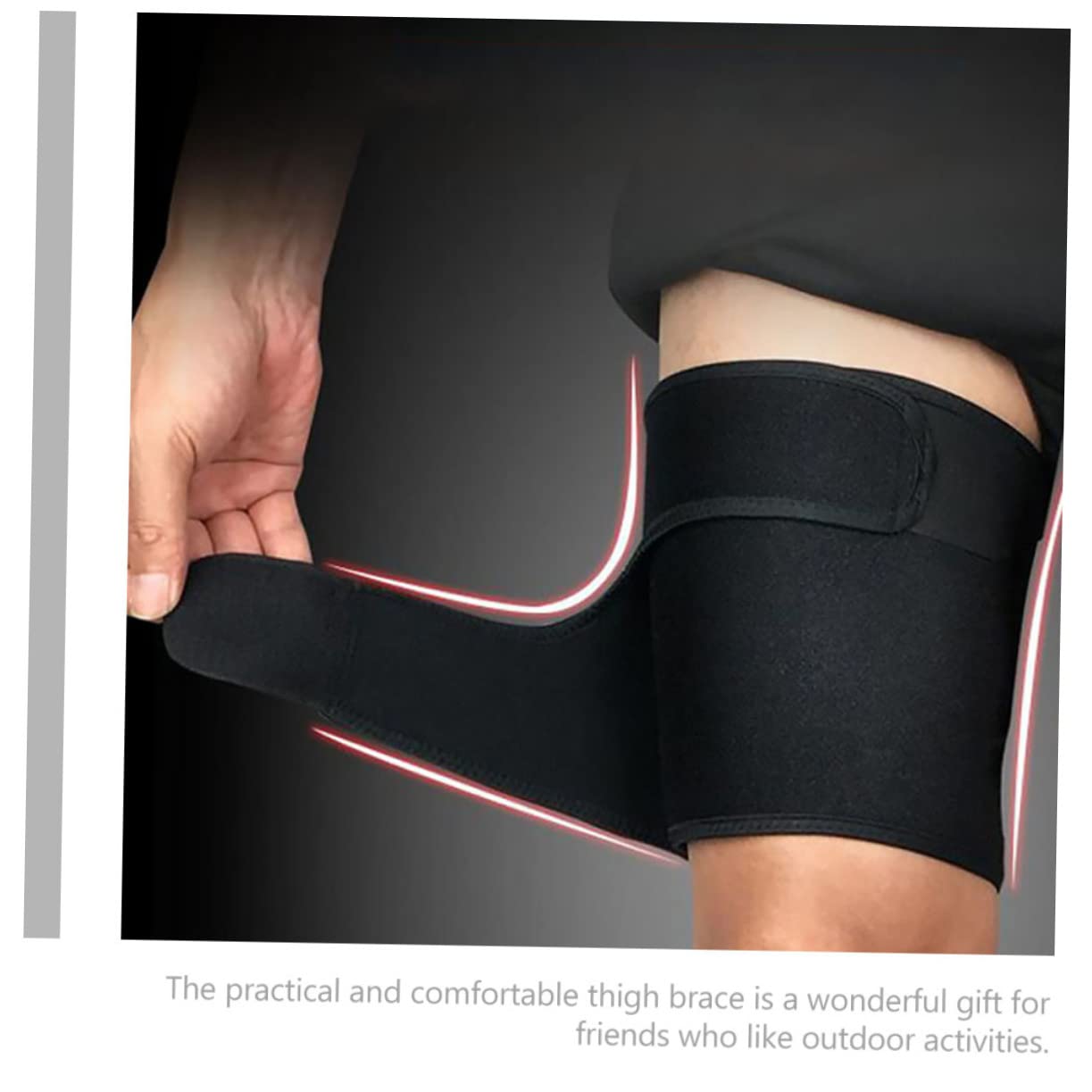 Adjustable Thigh Support Sleeve for Men and Women Lightweight Protective Cover for Sports Gym and Outdoor Activities Breathable Material for Comfort and Joint Stability Black