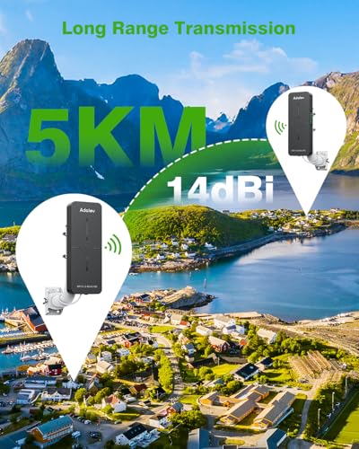 Image of Adalov WiFi 6 Wireless Bridge, Dual Band Gigabit WiFi Bridge with 5KM Long Range, 2.4G /5.8G, Compatible with Starlink, Plug & Play, Point-to-Point Wireless Bridge for Barn Garage Farm, IP65