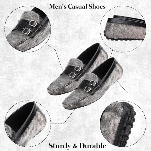 Handcrafted Leather Flaffy Moccasins Leather Shoes for Men | Premium & Comfortable Shoes | Ideal as a Birthday & Wedding Gift for Him | for The Office, Weddings, Events, and Special Occasions Grey3