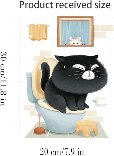 Miniatura 7 de Calcomanías de pared, calcomanías con diseño de gato negro para inodoro