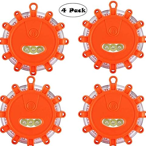 LED Road Light Emergency Signal Flare Flashing Warning Lights Safety Road Flashing Beacons with Portable Bag and Magnetic Base for Traffic accidents(4PCS) Cover