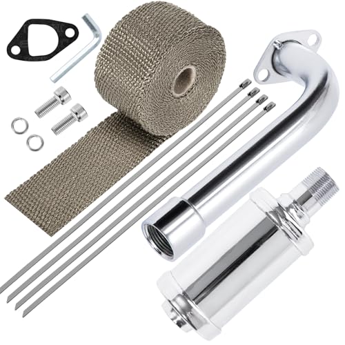 SOFO Predator 212 Exhaust Header Pipe Muffler Kit - for Honda 196cc 224cc 200cc GX160 GX200 6.5HP Engine,Coleman CT200u BT200X KT196,Baja MB200 GX160 GX200 Go Kart Mini Bike Performance Parts Chrome