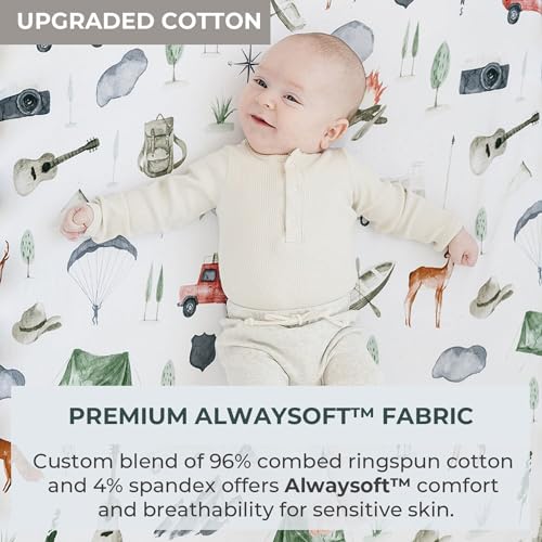 Image of Pobibaby Premium Baby Blanket for Boys - Soft Stretchy Jersey Knit Cotton Quilt for Baby Boy, 3-Layer Crib Blanket and Toddler Blankets for Boys, 50x50 Soft Warm Cozy Nursery Bed Quilts (Explore)