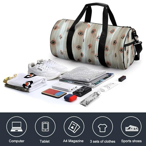 Travel Duffle Bag Eyeball Style Image Weekender Bags for Women Large Capacity Travel Overnight Bags Foldable Carry On Tote Bags Lightweight Sport Gym Bag For Travel/Gift, 17.7in/9in/9in, white4