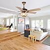 52Inch Modern Rustic Ceiling Fan with Light Glass Cover with Unique Antler Finishsed 5 Wood Blades Chandeier Fan Light with Remote for Living Room BedroomBronze