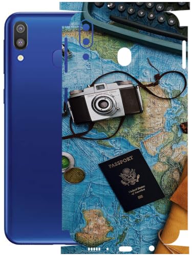 Image of AtOdds - Full Body Back Screen Guard Protector Film - Lamination Wrap Skin Sticker Compatible with Samsung Galaxy M20 | Scratchproof Matte Finish (Travel Map)
