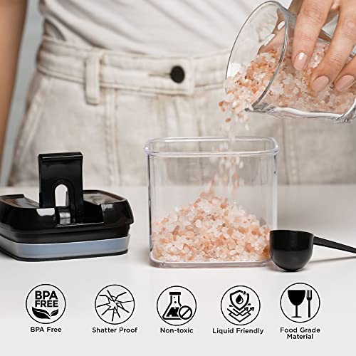 Shazo Airtight 6 Pc Mini Container Set + 6 Spoons, Labels & Marker - Durable Clear Plastic Food Storage Containers With Lids - Kitchen Cabinet Pantry Containers For Spices, Herbs, Coffee, Tea Etc #TOP6